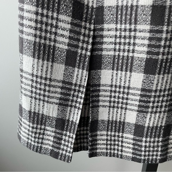 Evan Picone Wool Blend Plaid Pleated Midi Skirt Grey White Librarian Size 10 - Picture 7 of 8